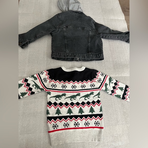 [3T]Andy&Evan Snowflake Sweater [4T]Old Navy Black Denim Hoodie Jacket-Set Of 2 - Picture 8 of 8
